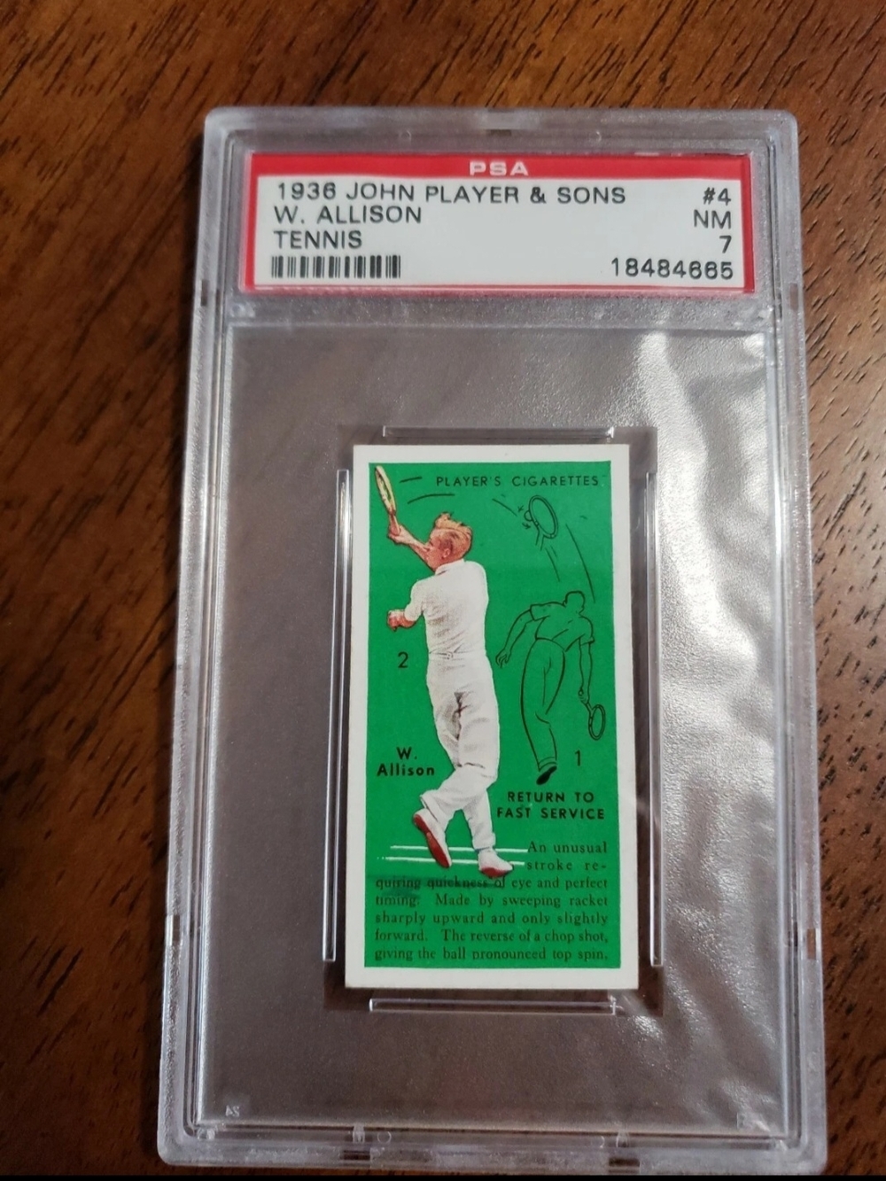 1938 John Player & Sons W. Allison Tennis Card -Wilmer